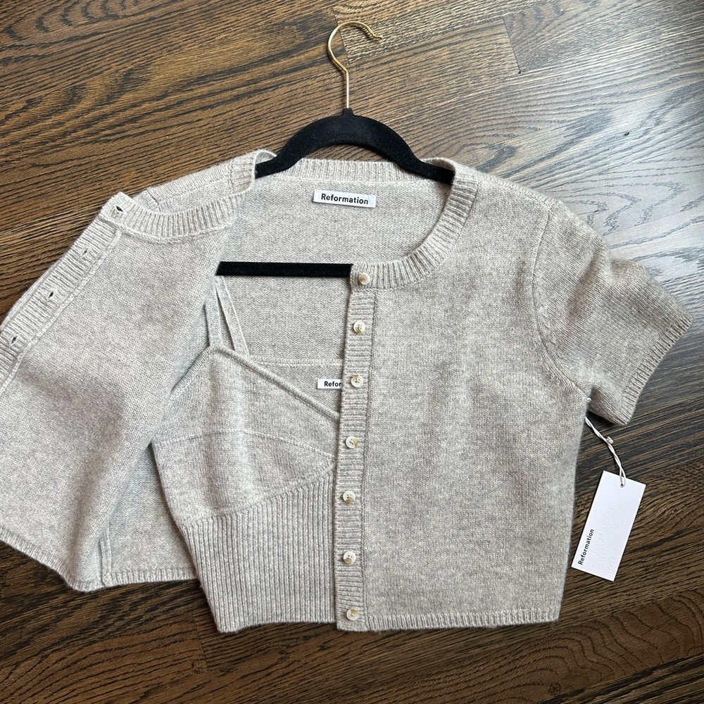 REFORMATION Gisela cashmere tank + cardigan set